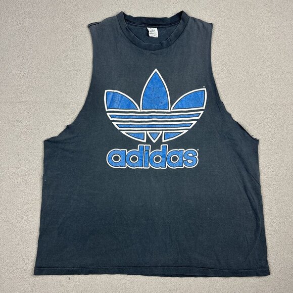 Vintage Adidas Tank Top Mens L  Big Trefoil Basketball Gym Work Out USA 90s Fade - Picture 1 of 9